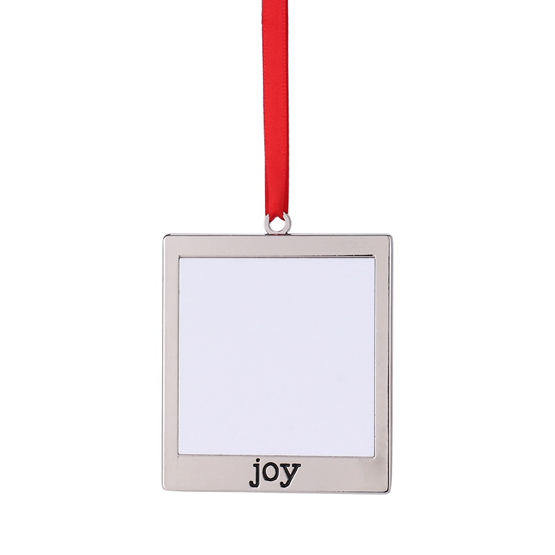 Sublimation Blank Metal Square Shape Christmas Ornaments-JOY
