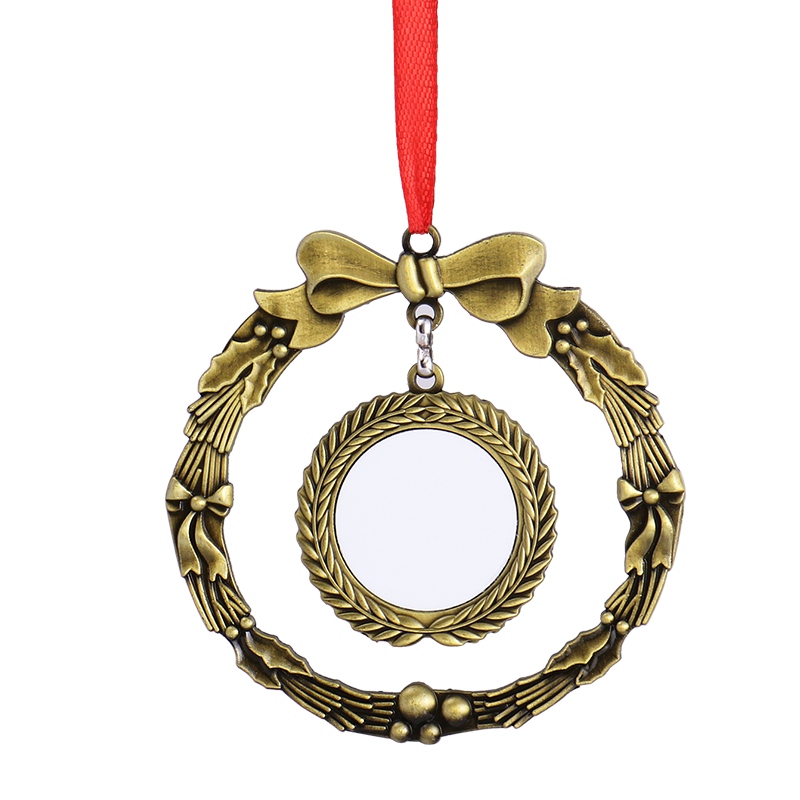 Sublimation Blank Metal Wreath Christmas Ornaments (bronze)