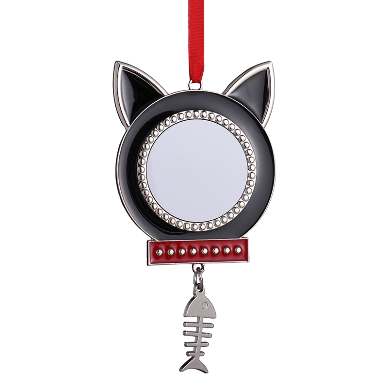 Sublimation Blank Metal Cat Shape Christmas Ornaments