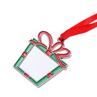 Sublimation Blank Metal Gift Box Pendant Christmas Ornaments
