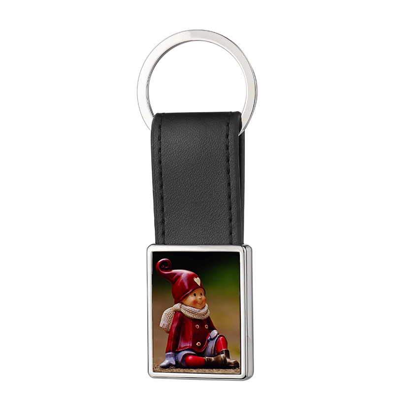 Sublimation Leather Metal Keychain with Rectangular Tag